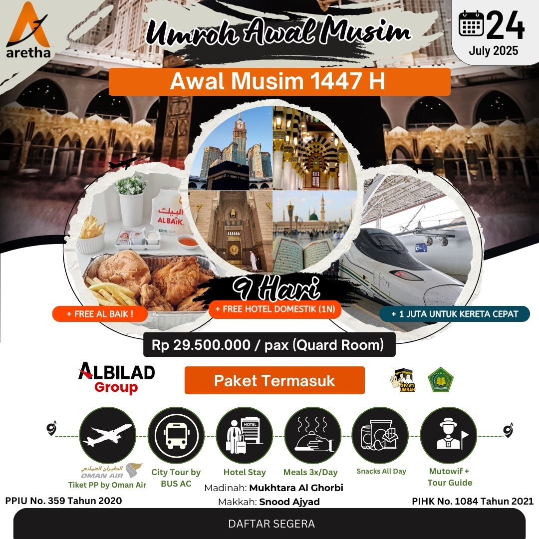 Paket umroh awal musim aretha 1447H